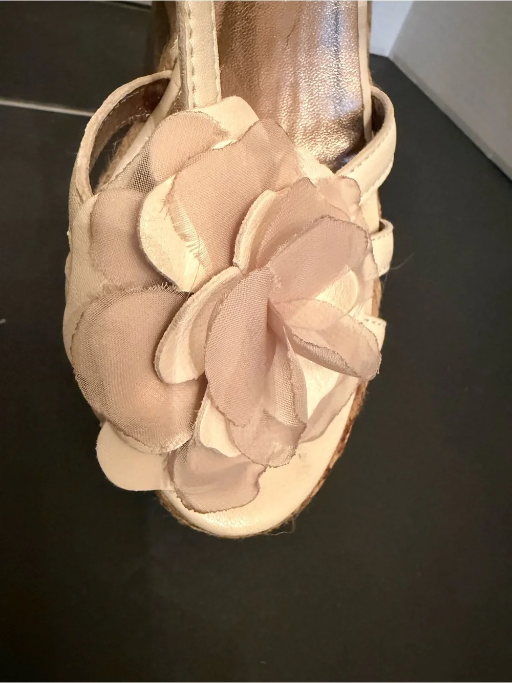 Sesto Meucci Beige Floral Espadrille Wedge Sandals size 8